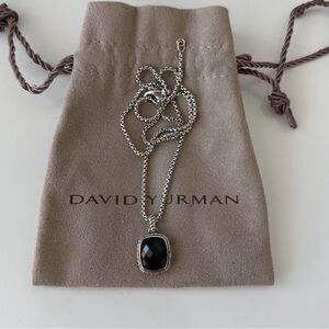 David Yurman Silver Necklace with Black Onyx Pendant